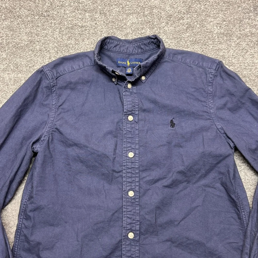 Ralph Lauren Shirt Boys Large 14-16 Blue Button Down Long Sleeve Cotton Casual